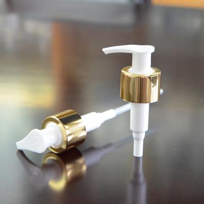 white lotion pump with gold collar
